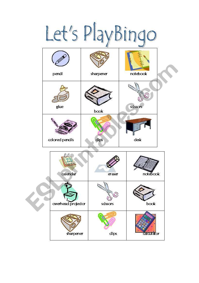 Classroom Objects worksheet