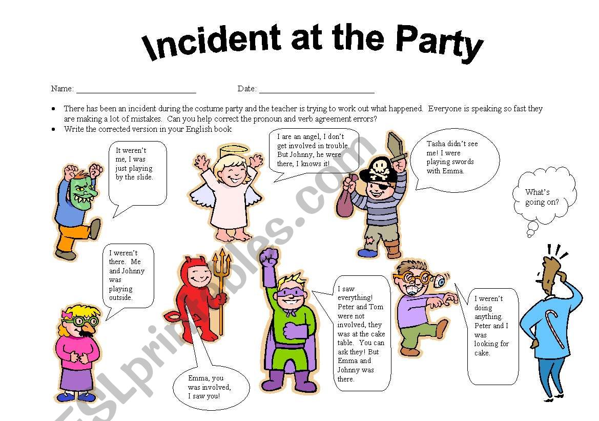 Incident at the Party worksheet