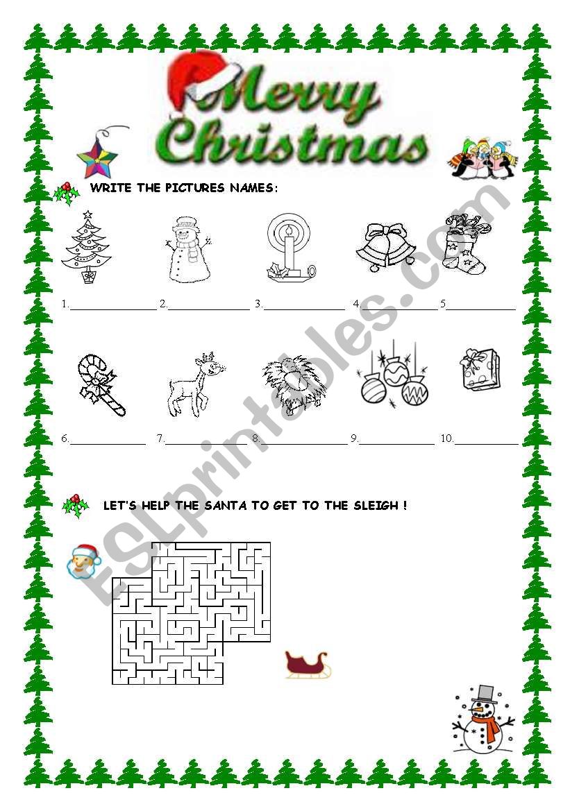 Xmas  activities worksheet