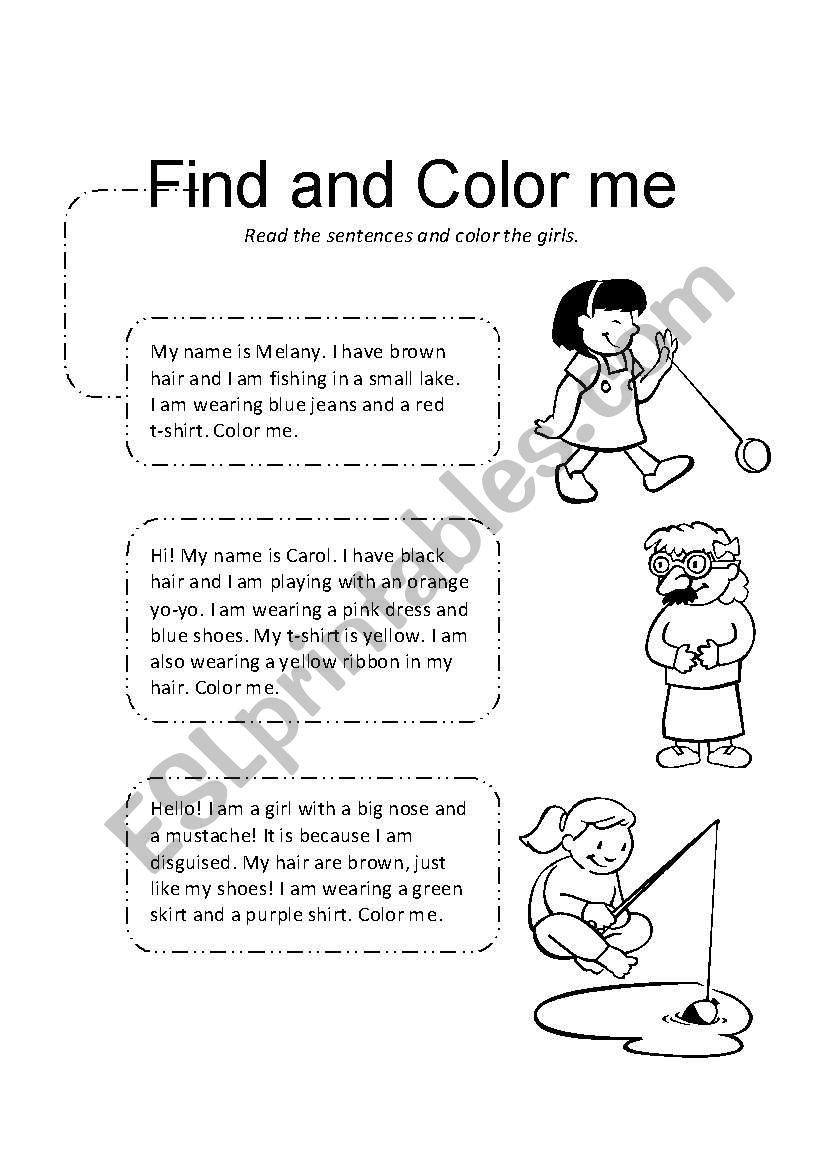 Find and color me worksheet