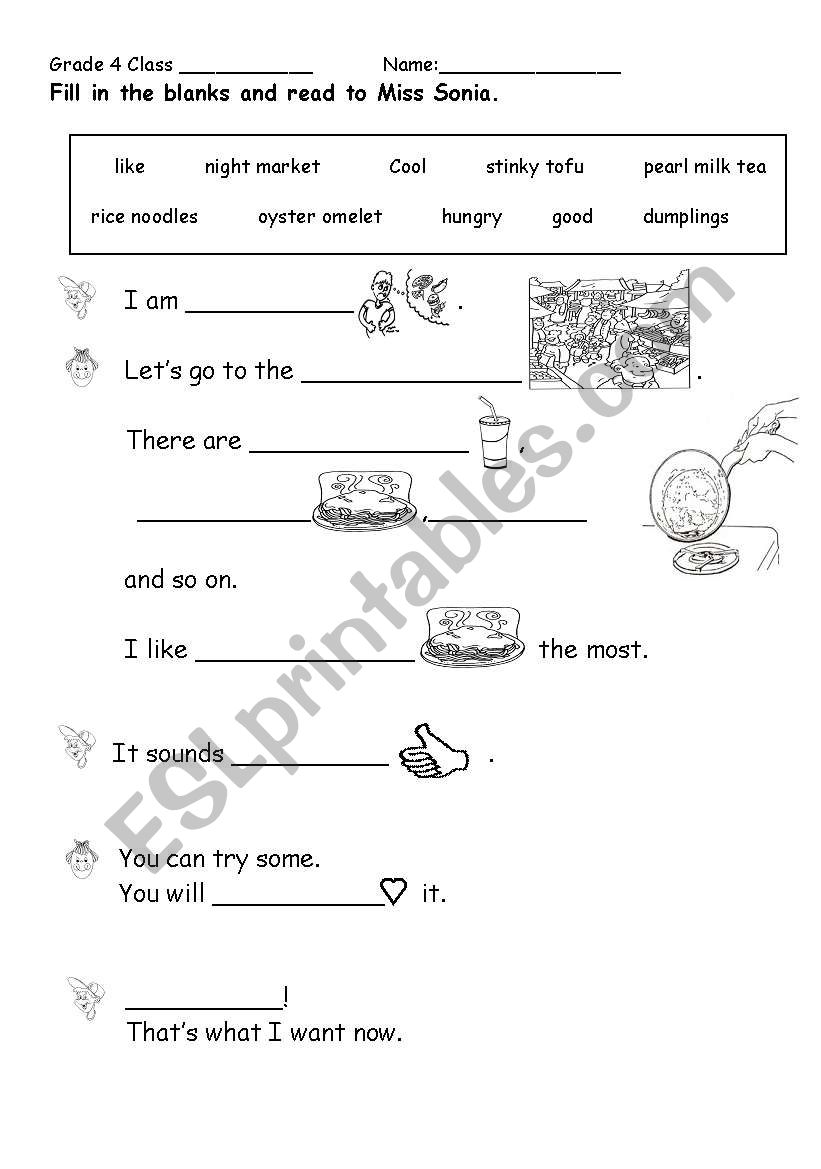Taiwan delicacy worksheet worksheet