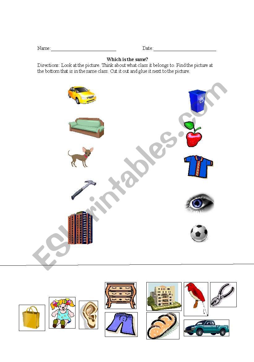 Which is the same? worksheet