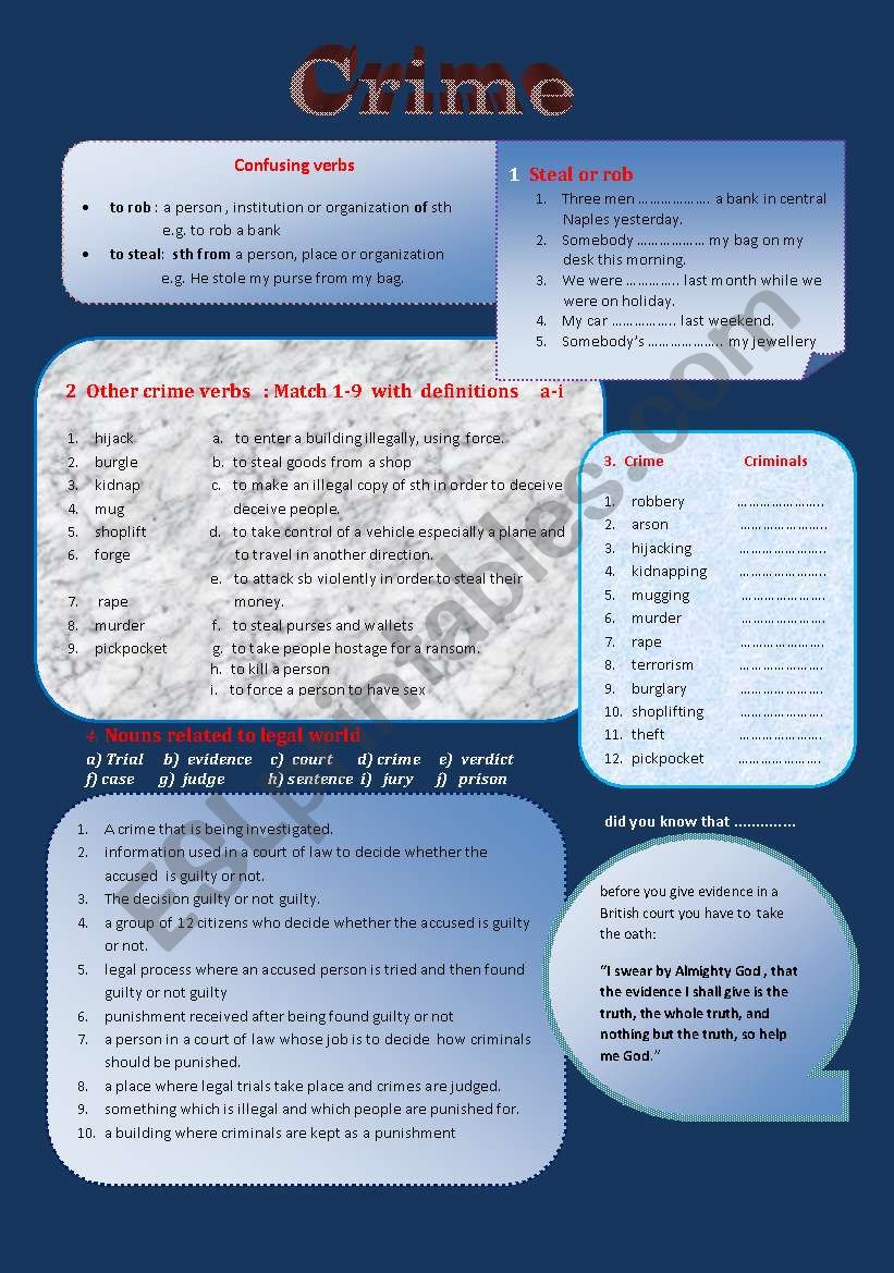 crime worksheet