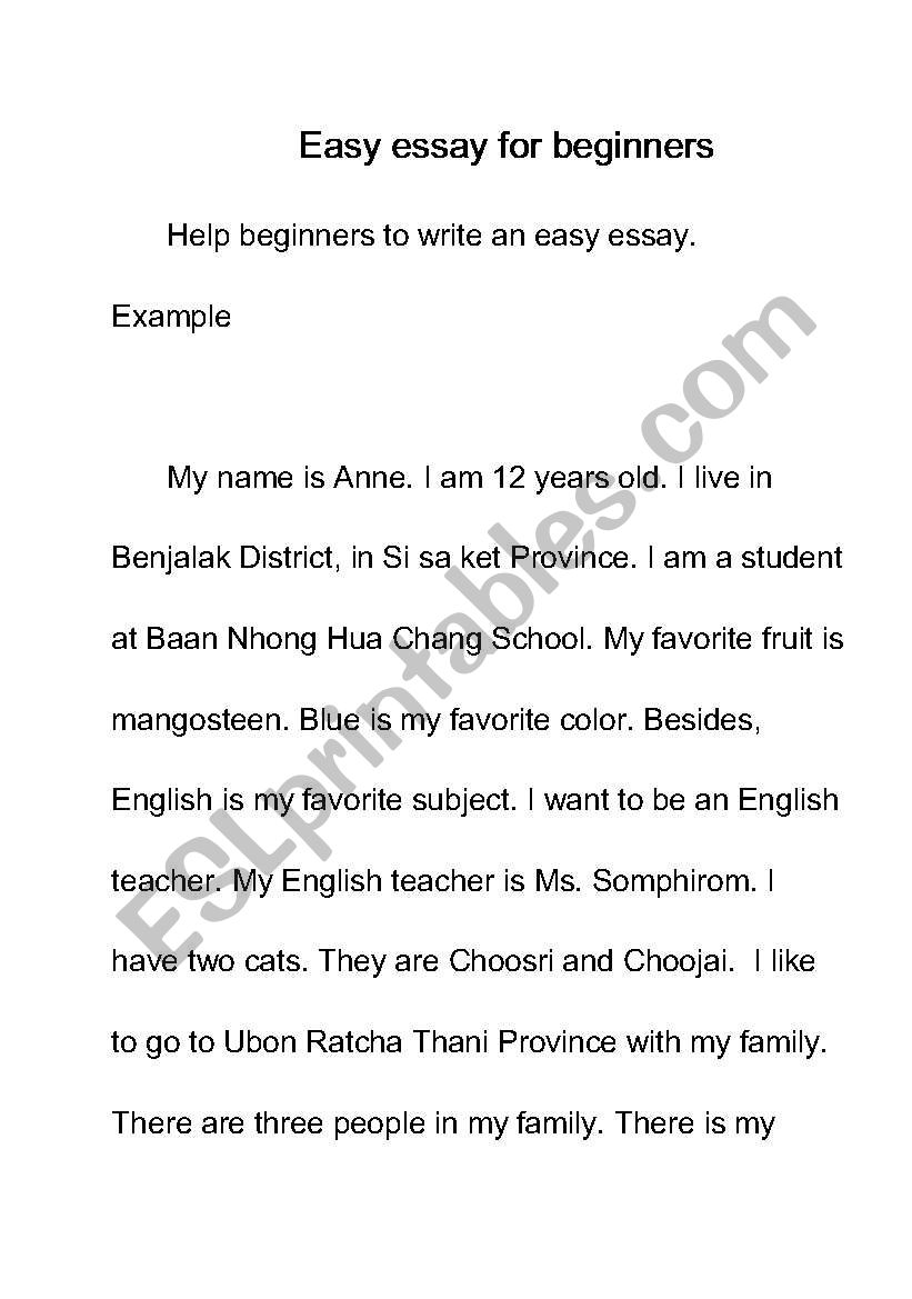 Easy Essay worksheet