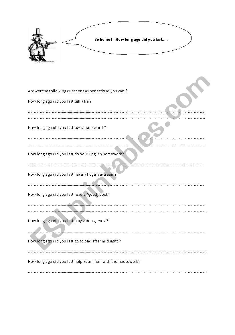 simple past and ago worksheet