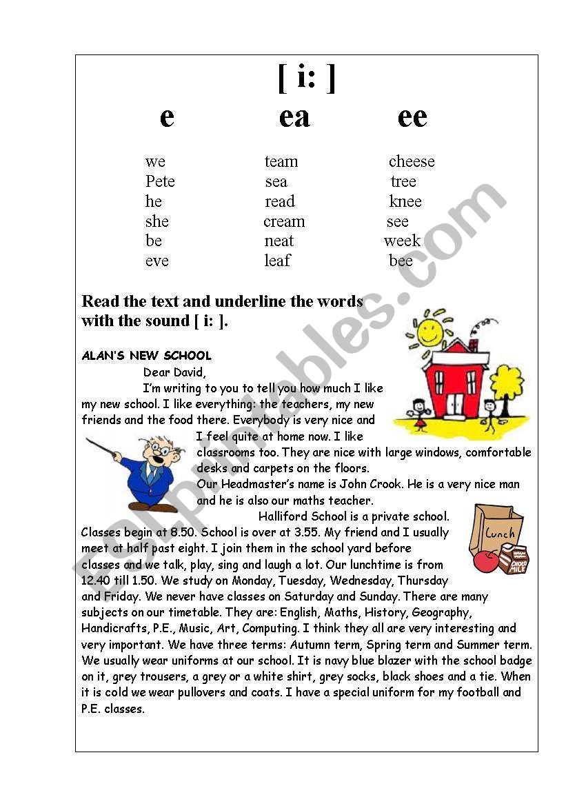 sound i:  worksheet