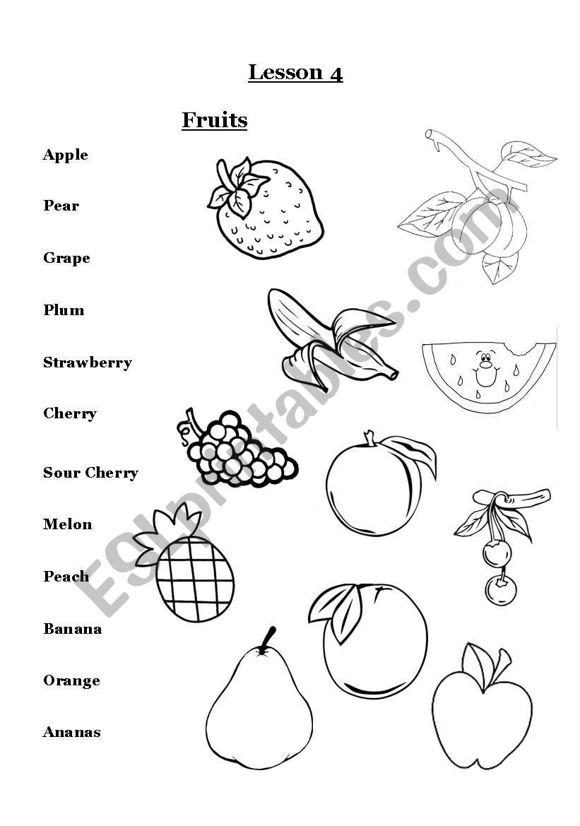 Fruits worksheet