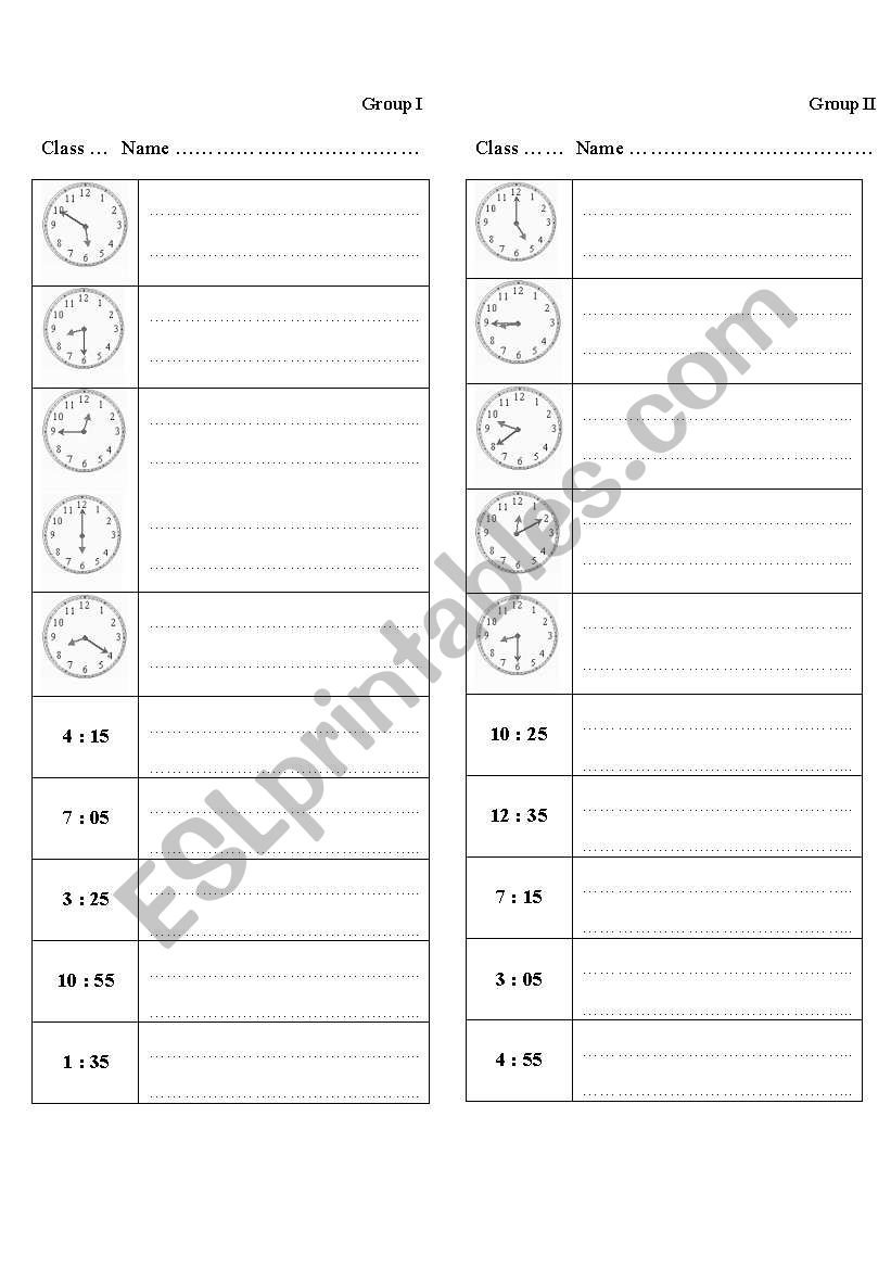 Telling the time worksheet