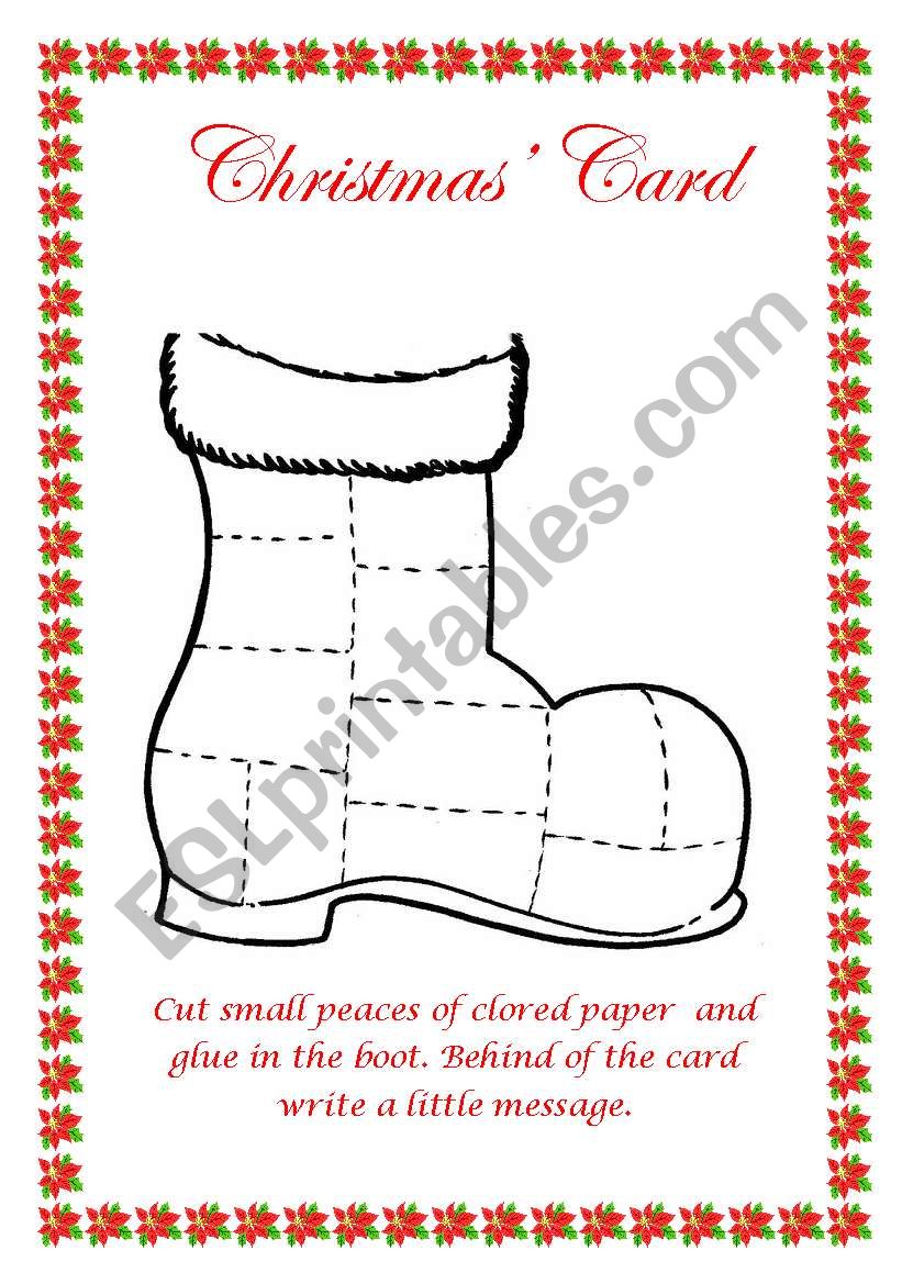 Christmas card - boot worksheet