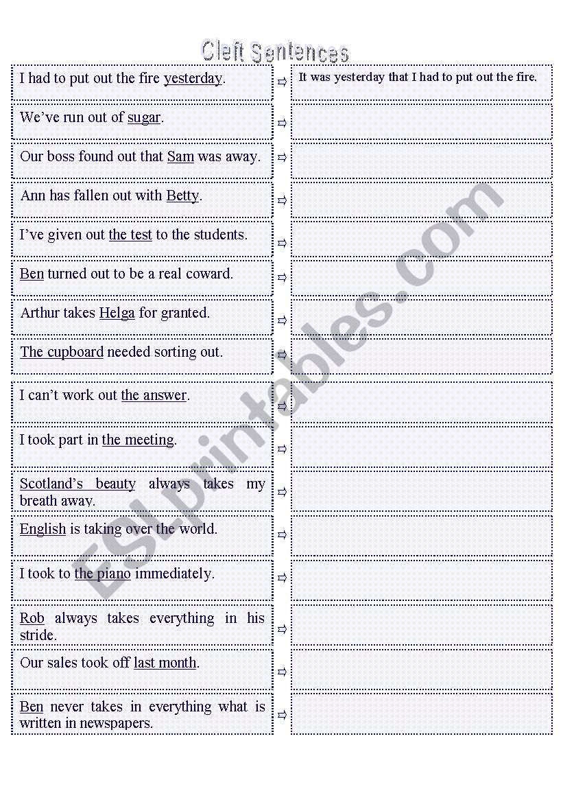 Cleft Sentences worksheet