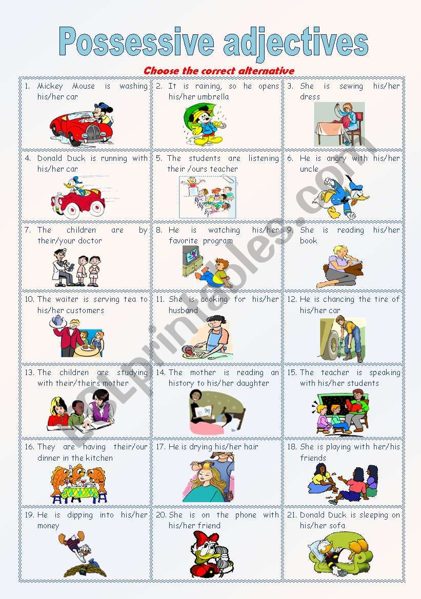 POSSESSIVE ADJECTIVES ___ worksheet