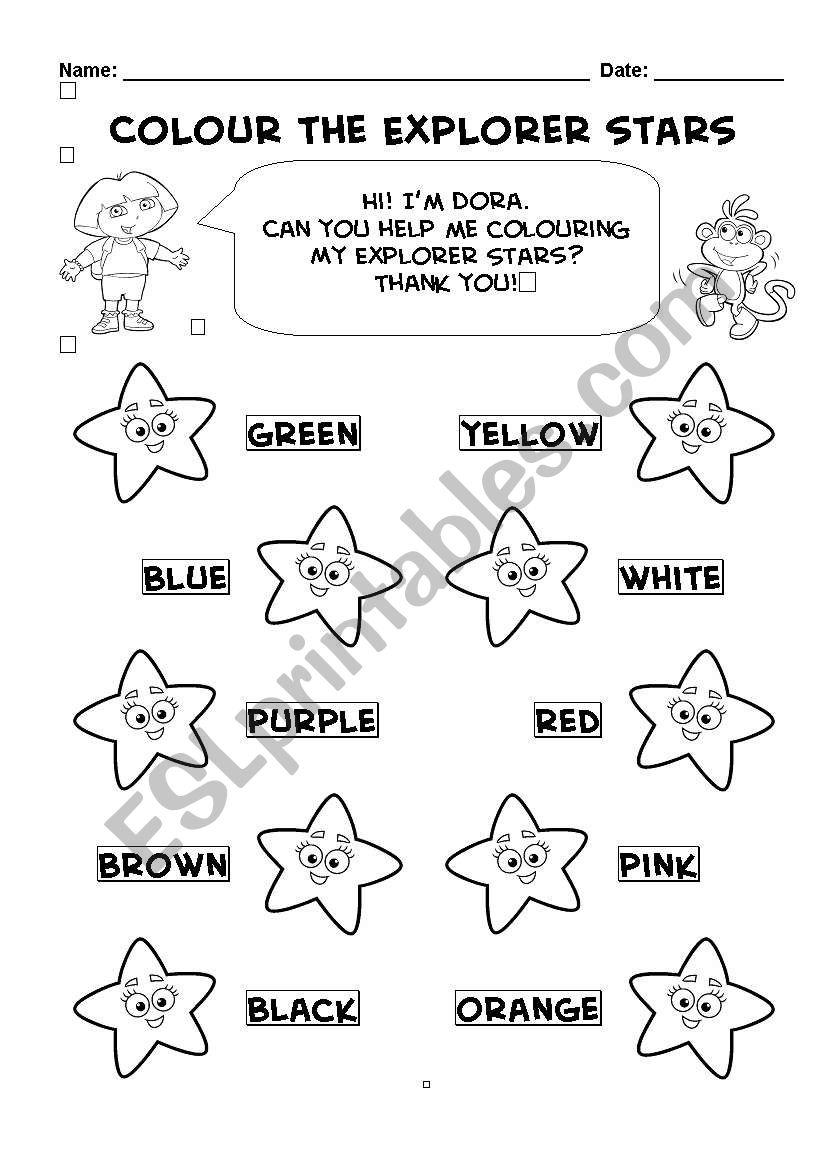 Colour the Explorer Stars worksheet