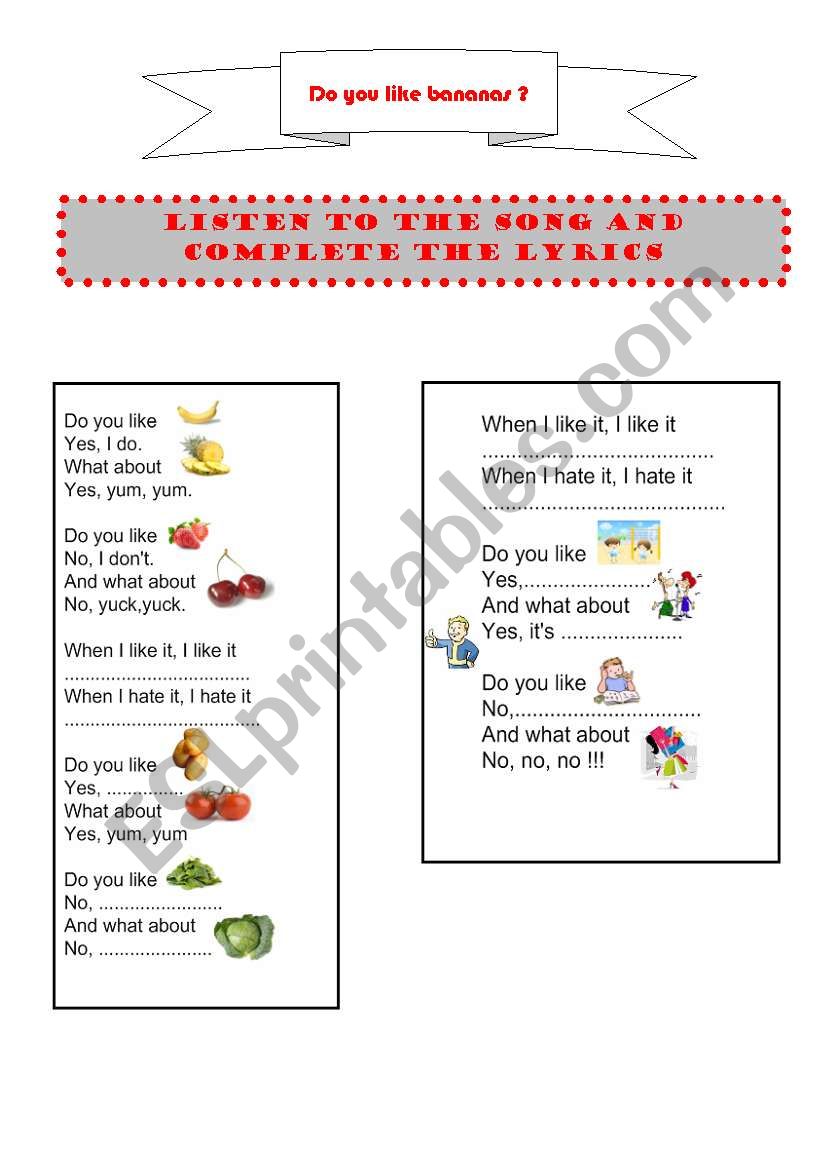 English Banana Intermediate Worksheets