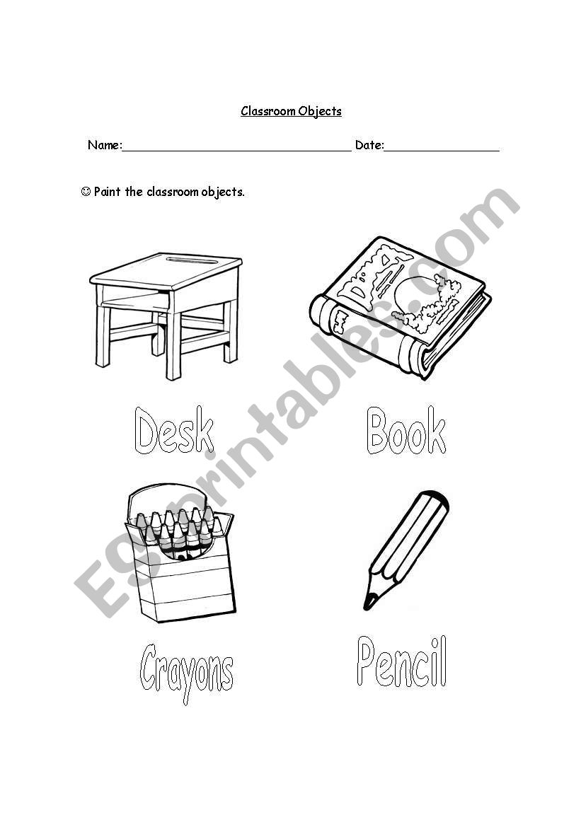 Classroom Objects worksheet