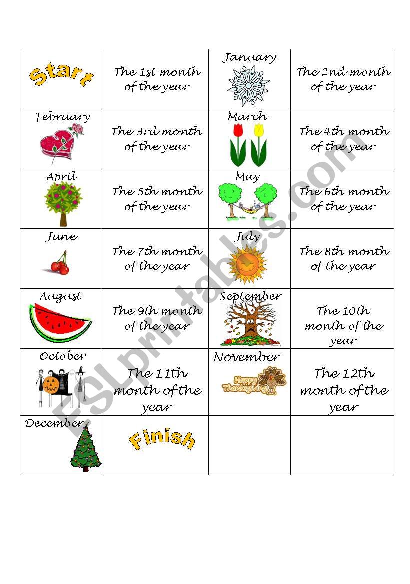 Months dominoes worksheet