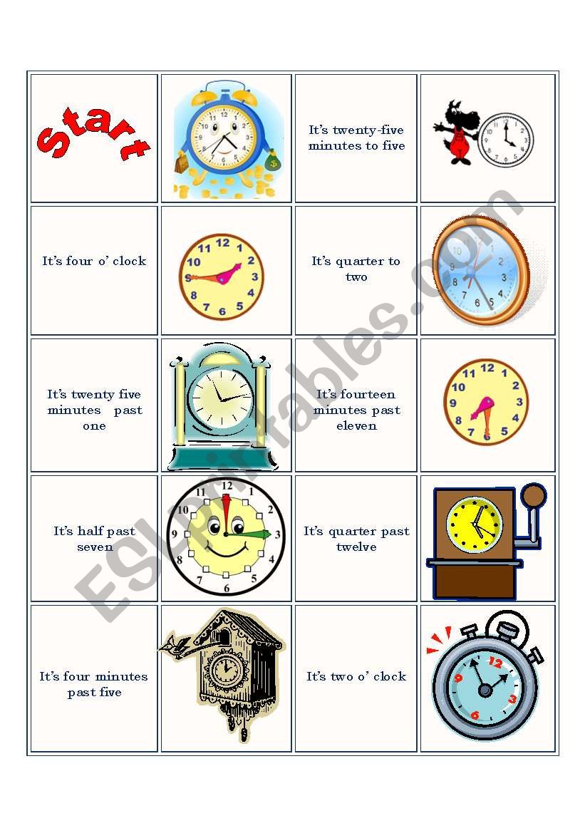 Tell the time domino worksheet