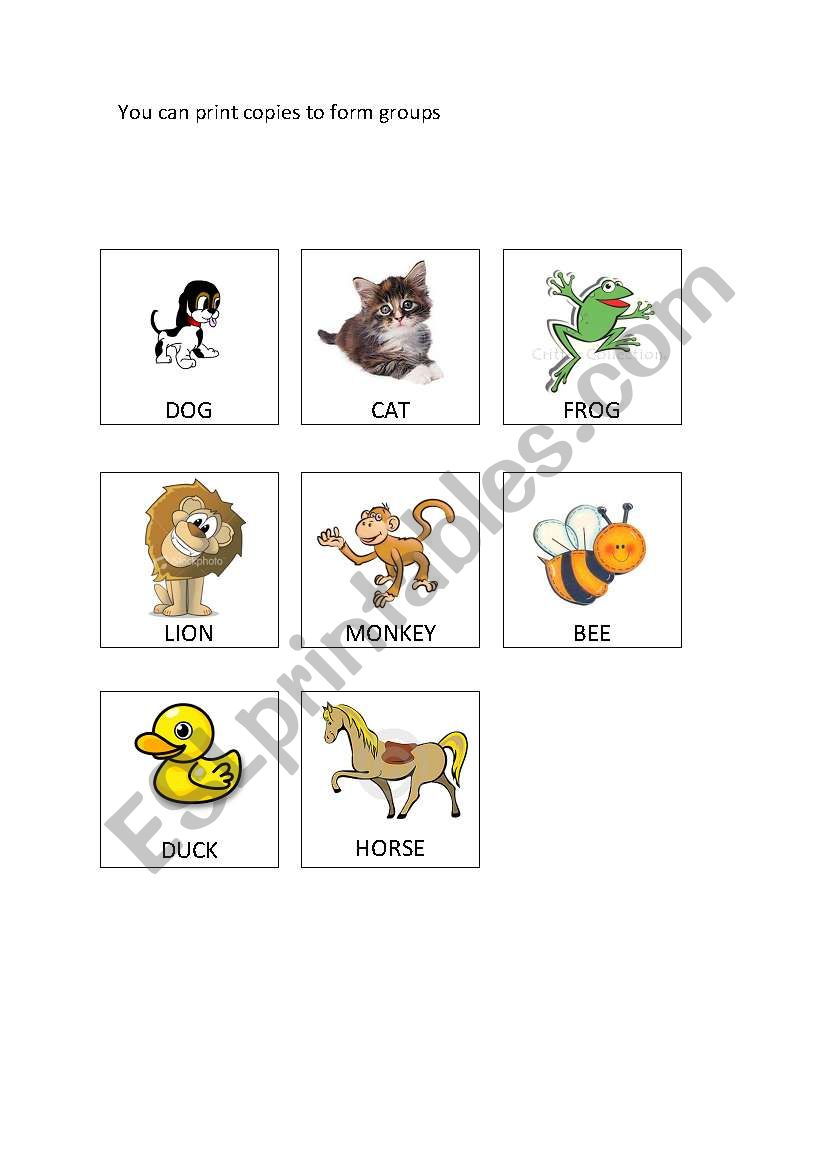 animal flashcards worksheet