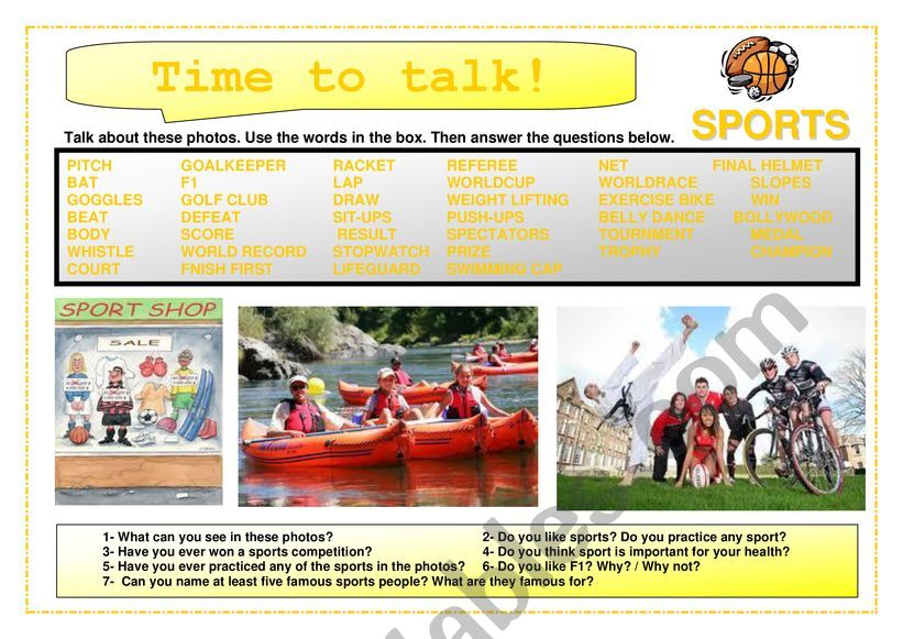 Time to talk (8): Sports worksheet