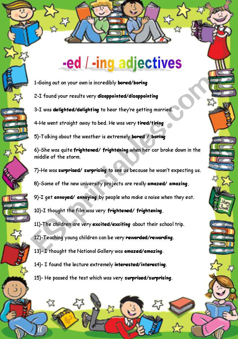 -ed /-ing adjectives worksheet