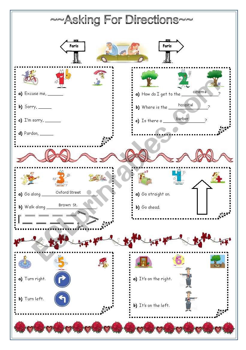 Asking for directions worksheet