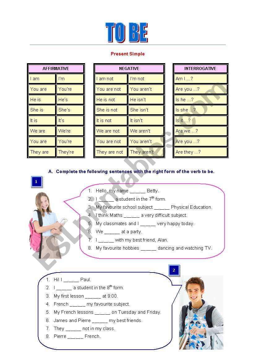 To be - Present Simple worksheet