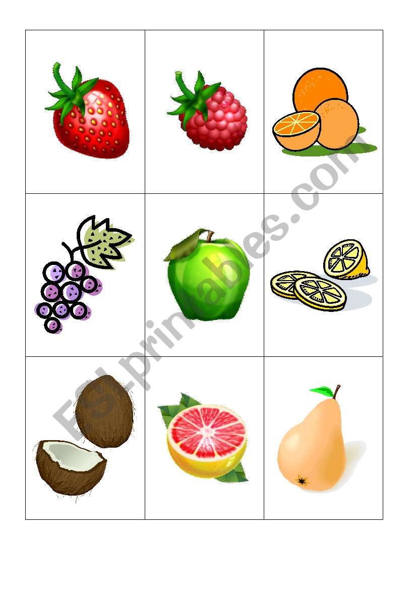 Fruit flash-cards worksheet
