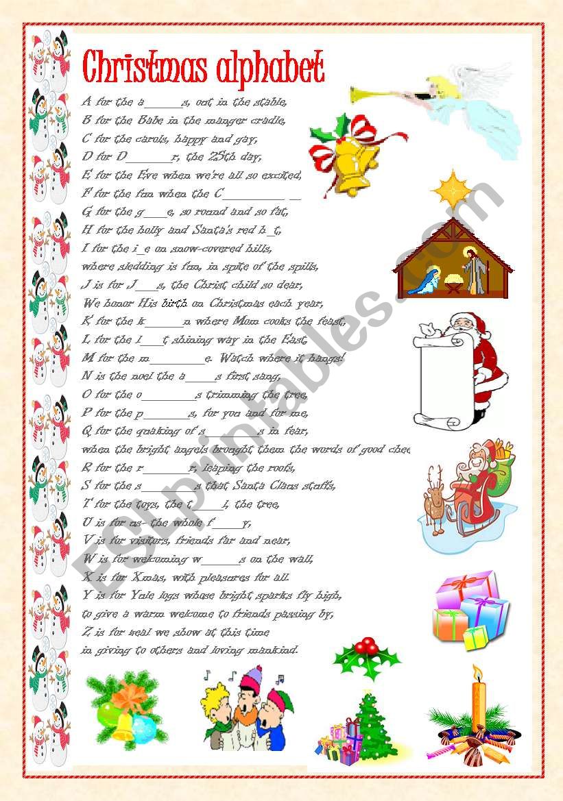 Christmas alphabet worksheet