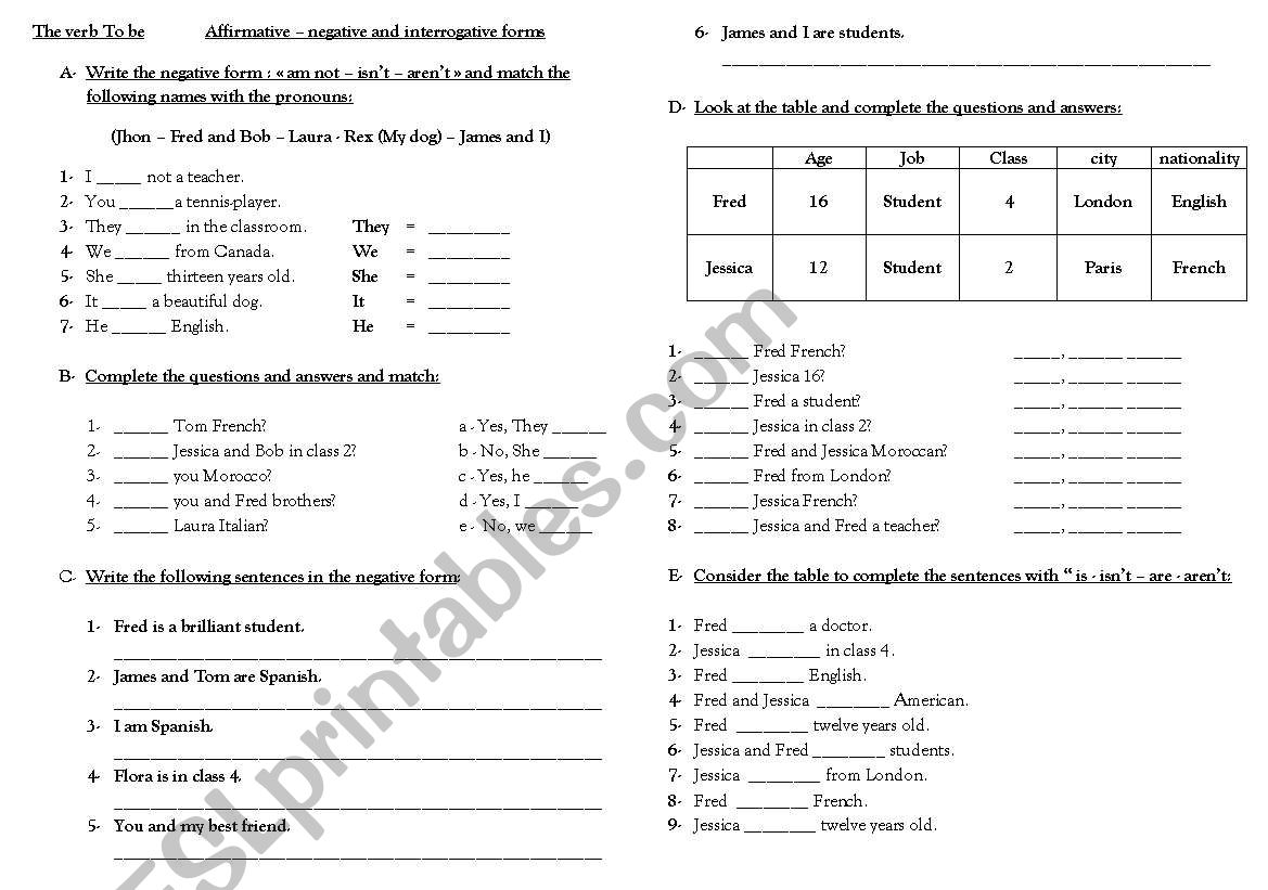 To be exercises all forms! worksheet