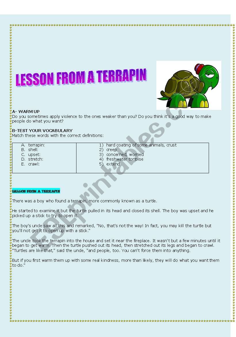 Lesson from a terrapin  (reading)