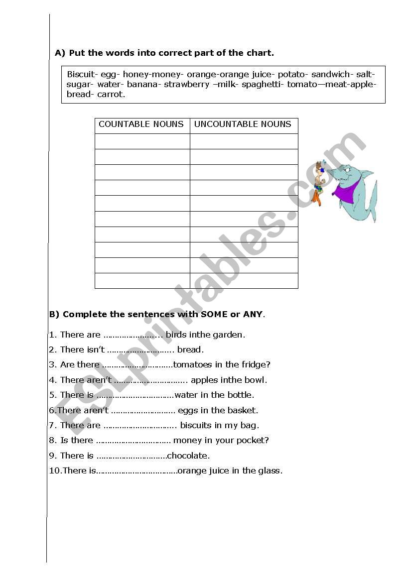 countable/uncountable worksheet