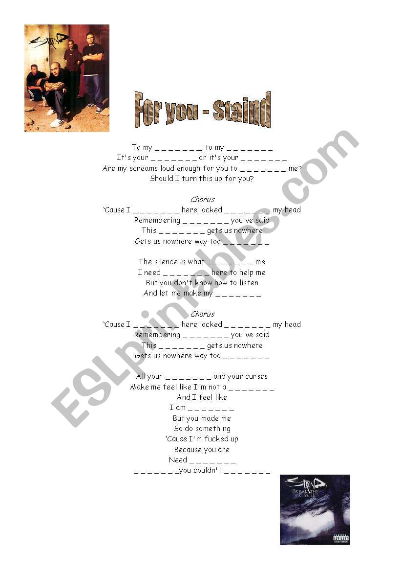 For you - Staind worksheet