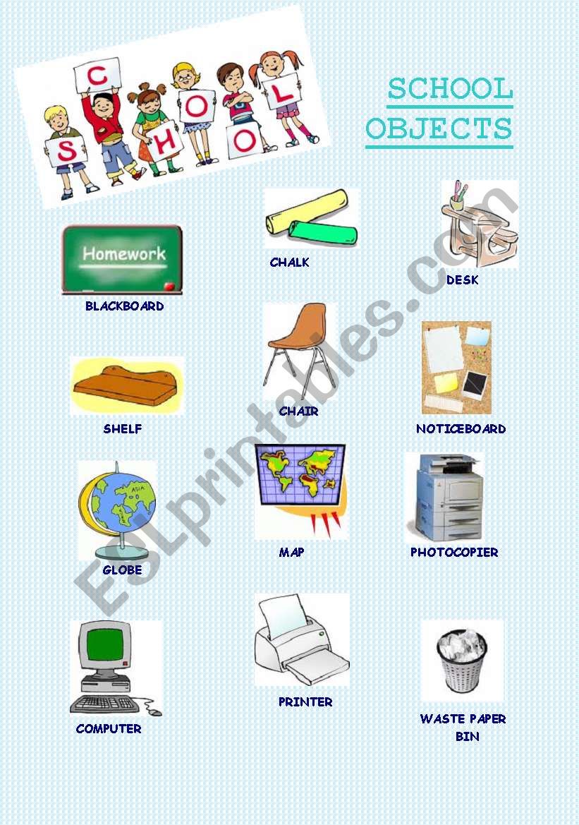 School objects 1 worksheet