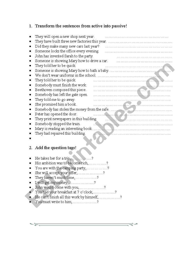 Passive voice worksheet