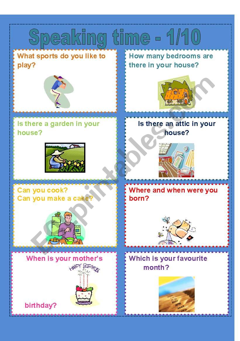 Speaking time  worksheet