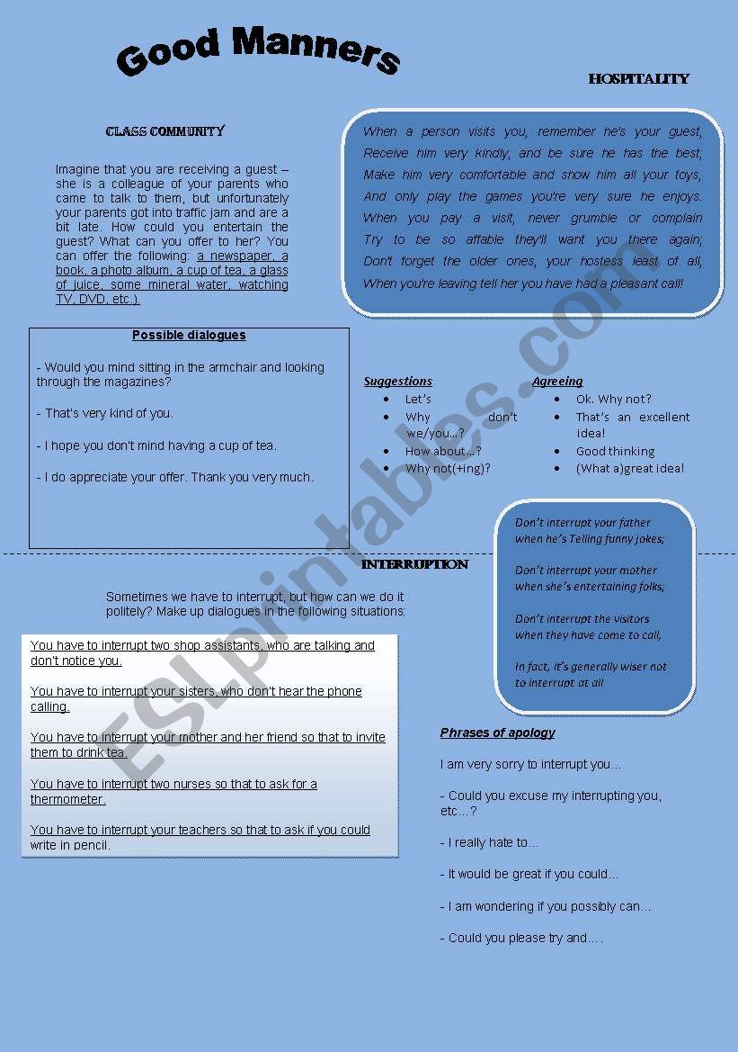 Good Manners worksheet