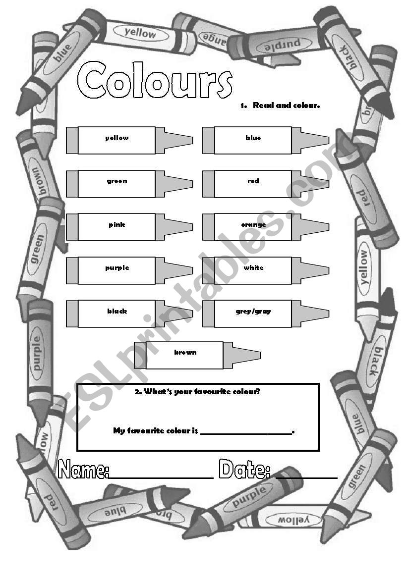 Colours WK worksheet