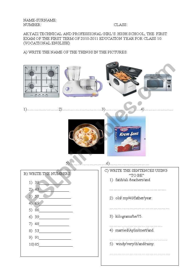 vocational english exam worksheet