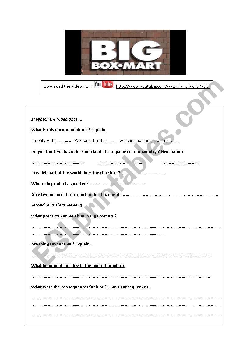 Boxmart One worksheet