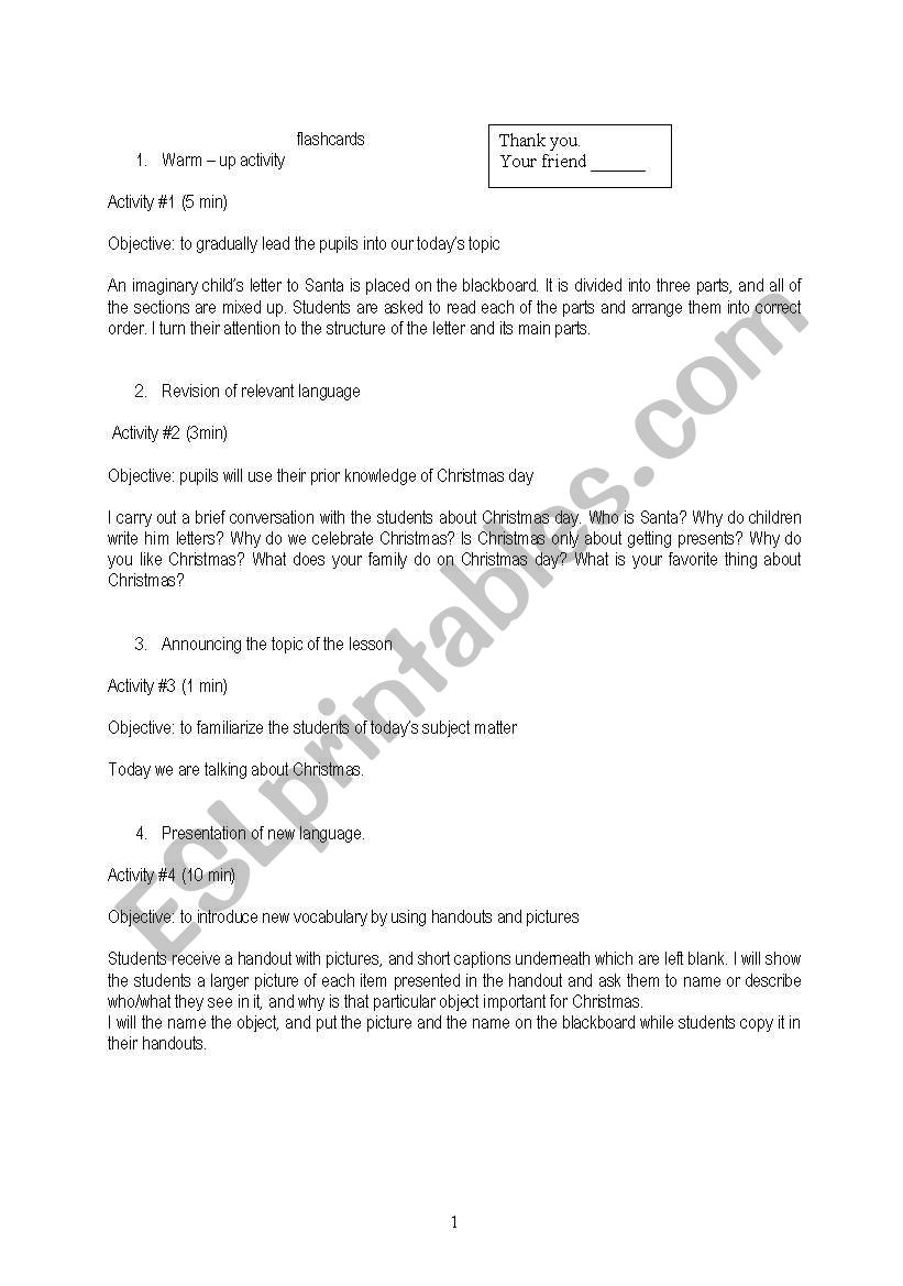 christmas lesson plan worksheet