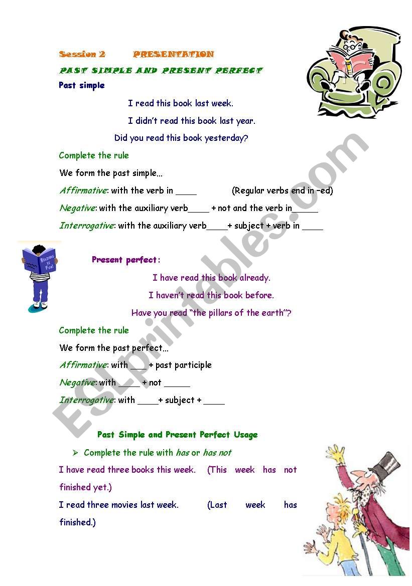 Past simple - present perfect - ESL worksheet by blanmuse