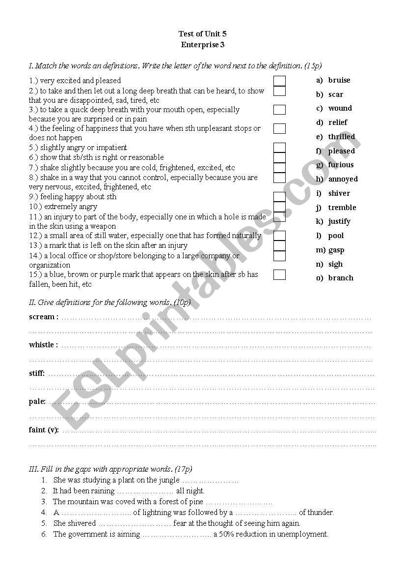 Test of Unit 5 of Enterprise 3