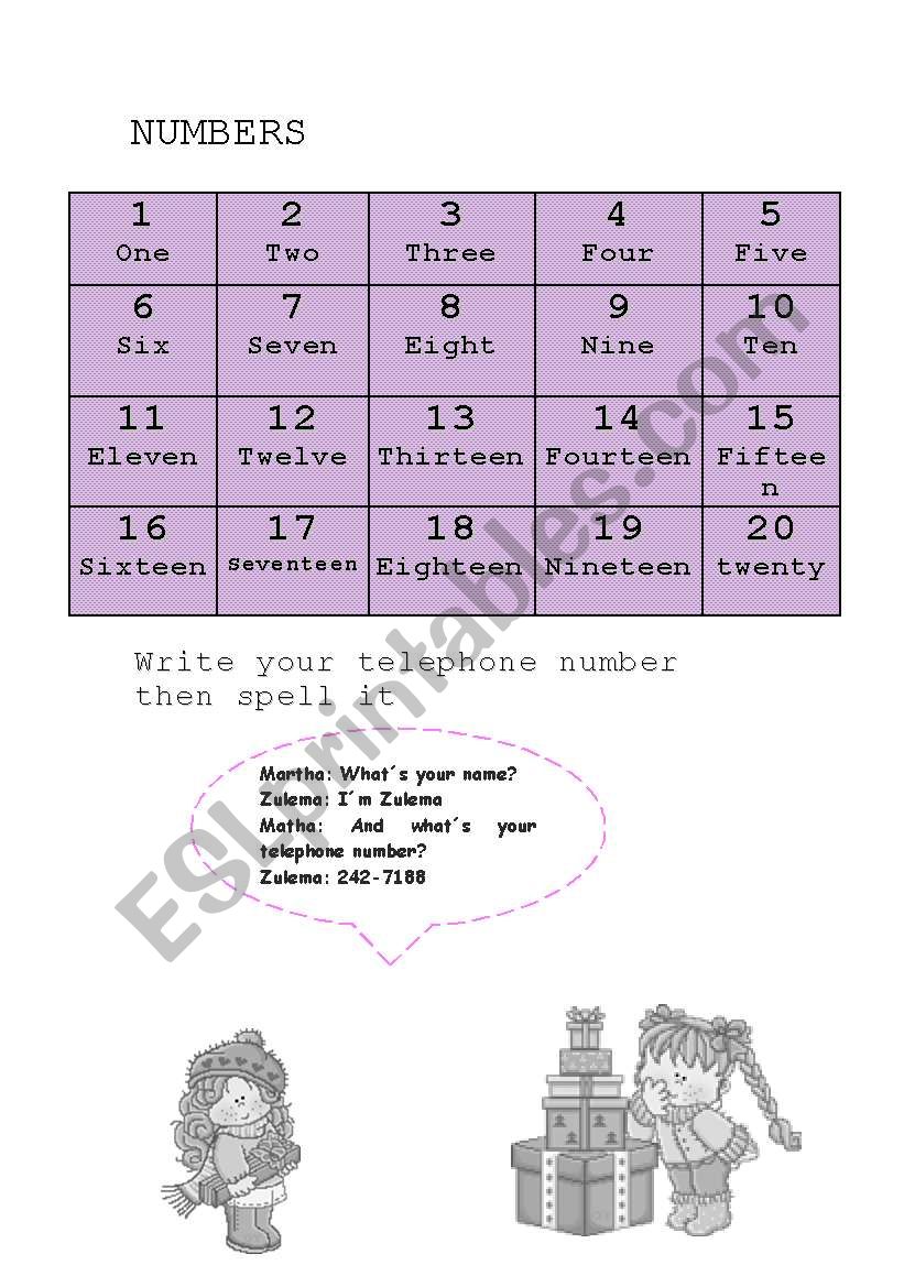 NUMBERS worksheet