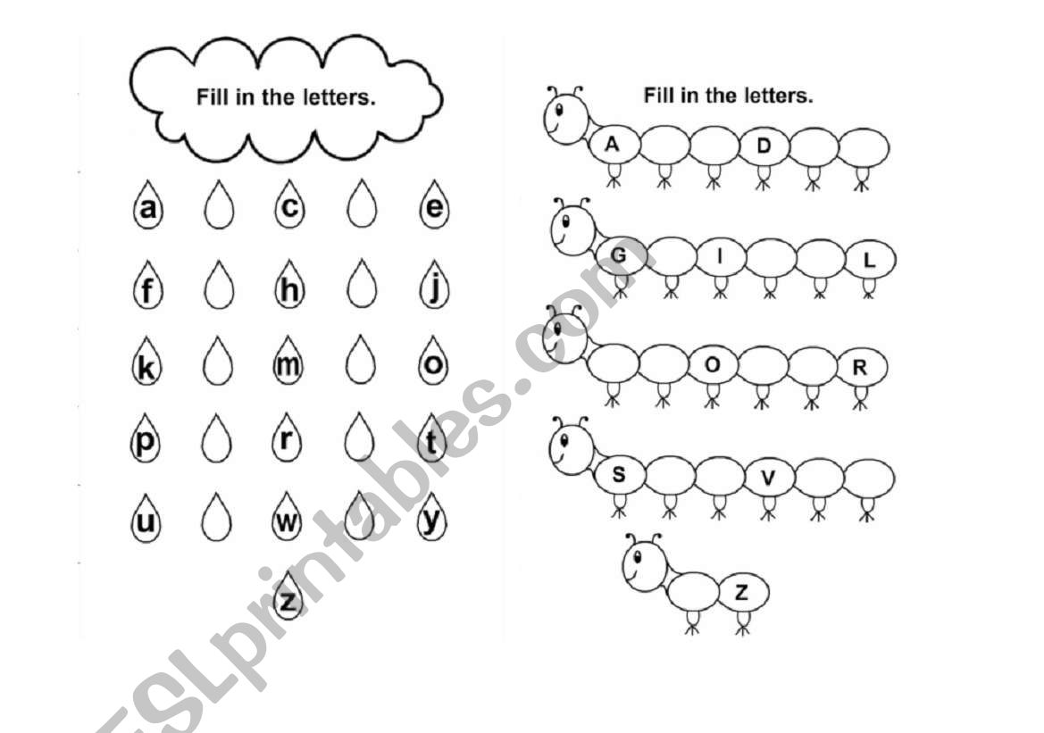 Missing letters worksheet