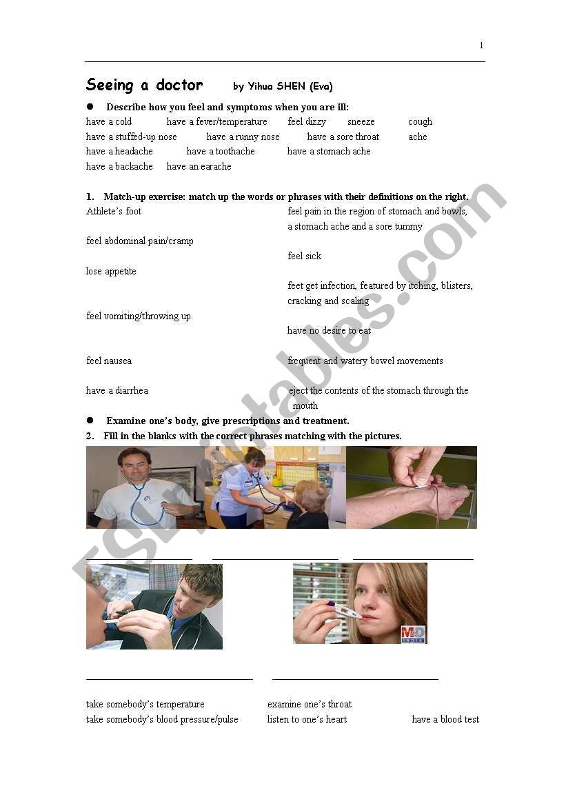 seeing the doctor worksheet