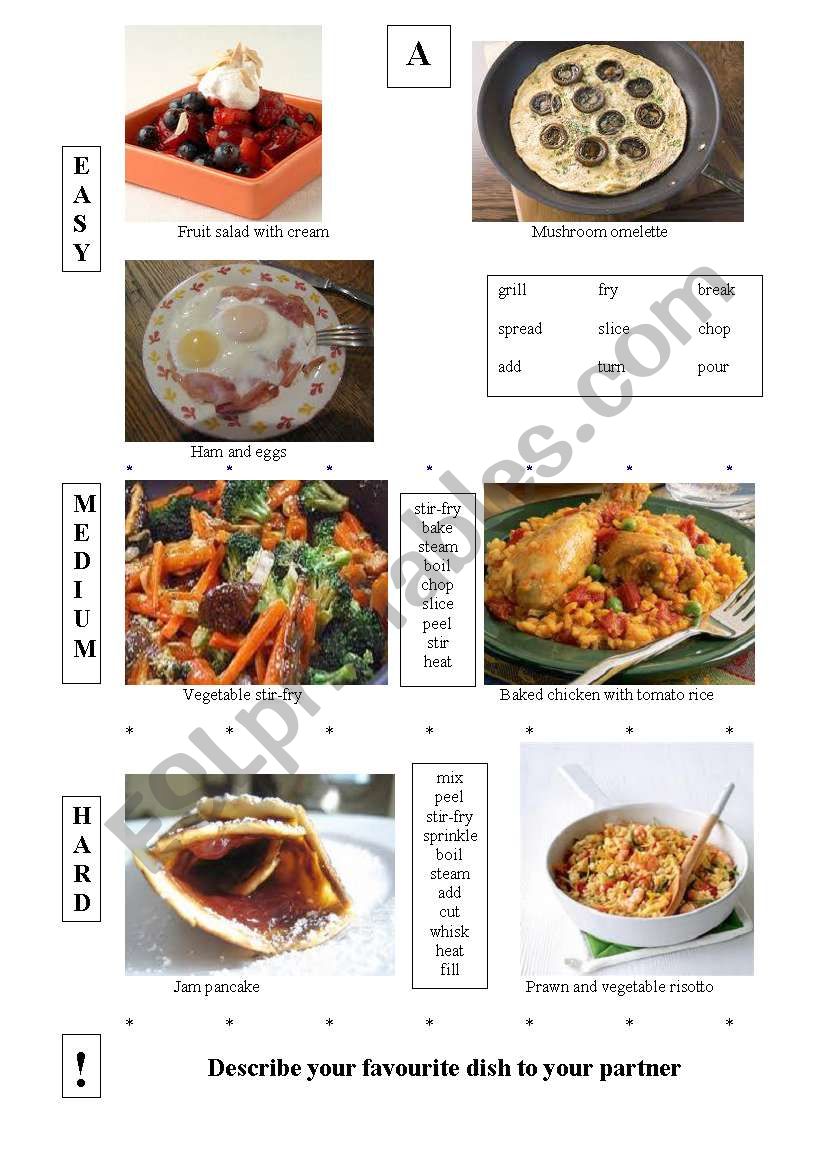 Advanced speaking - describing food preparation