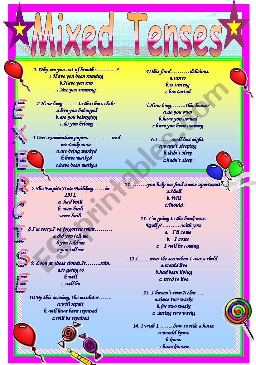 Mixed Tenses worksheet