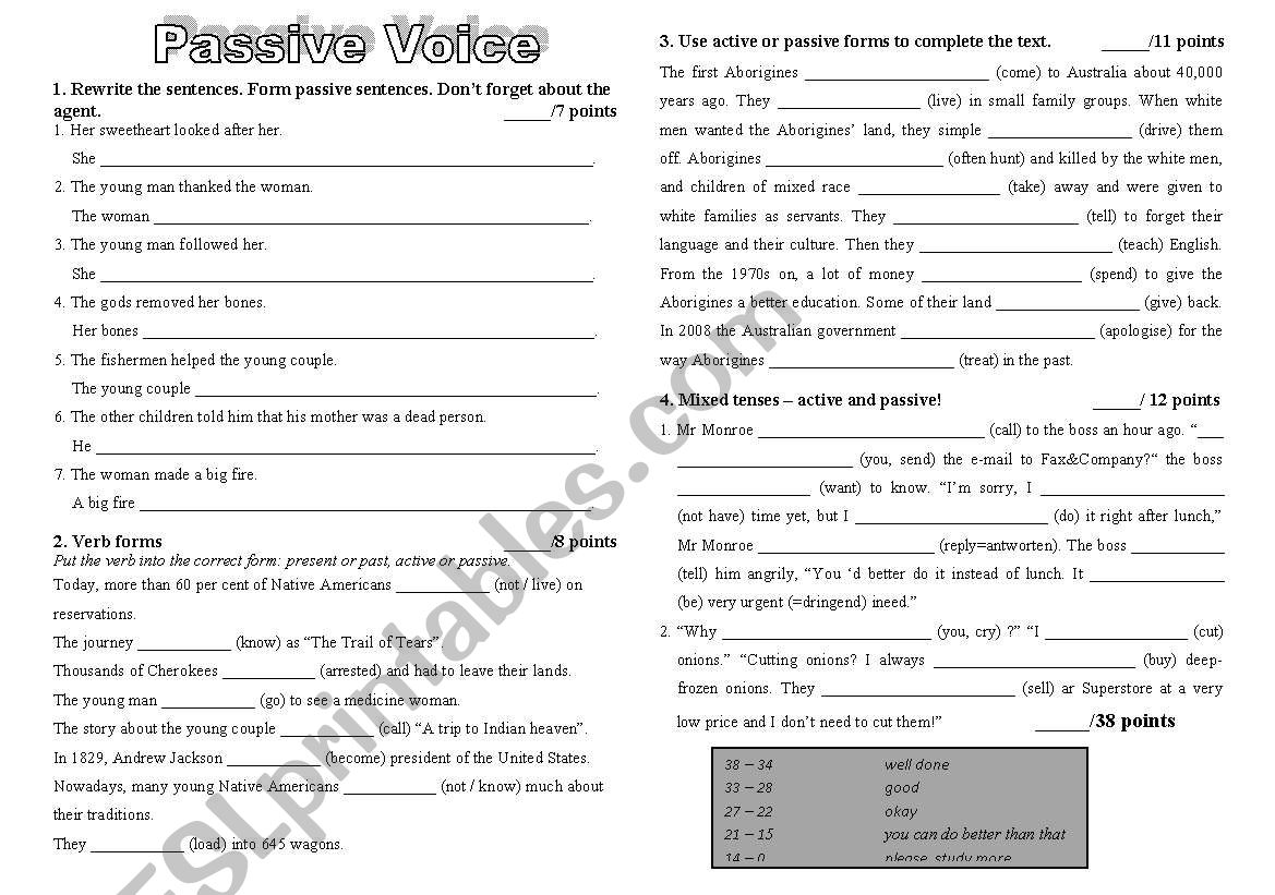 passive voice worksheet