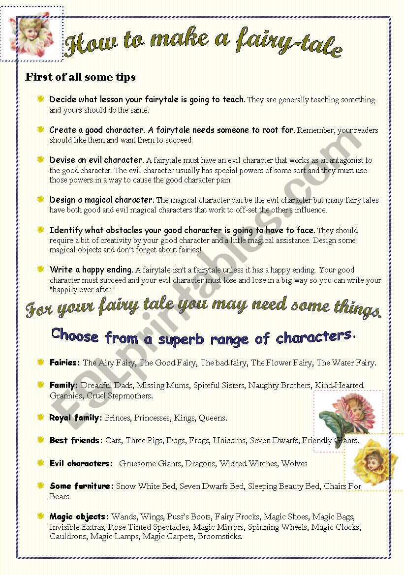 How to make a fairy-tale worksheet