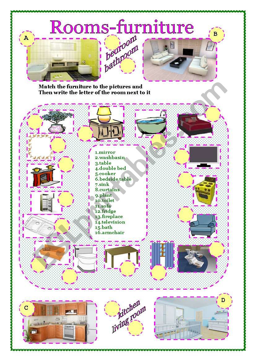 Rooms-furniture worksheet