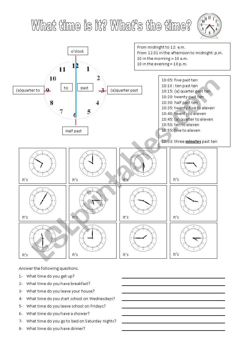 what time is it worksheet